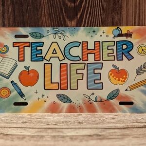 Colorful Teacher Life License Plate